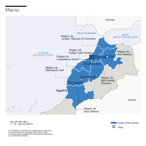 Map of Humanity & Inclusion's interventions in Morocco