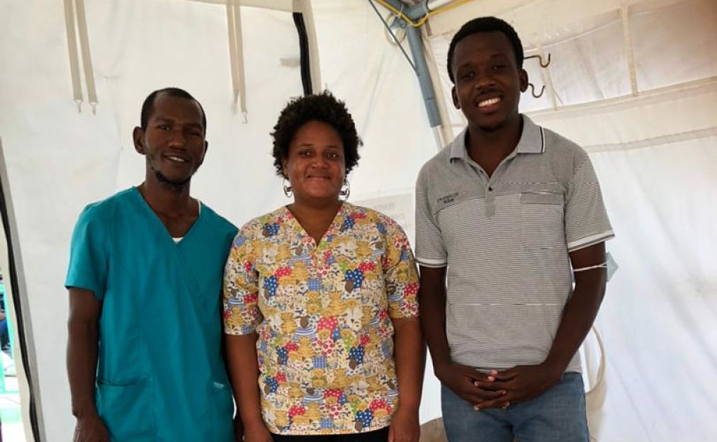 Three of HI’s mental health and psychosocial team in Haiti. (From left to right), Wany Ducasse, Rosemonde Hilaire and Woodson Alix